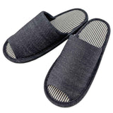 スリッパ  デニム中ストライプ外縫い前あき Lサイズ 約27cmまで 日本製